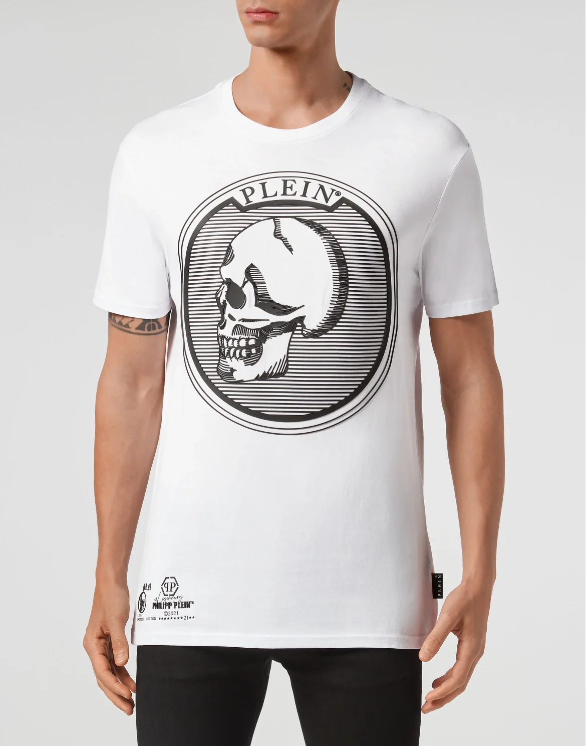 T-shirt Round Neck SS Outline Skull, цвет: Белый
