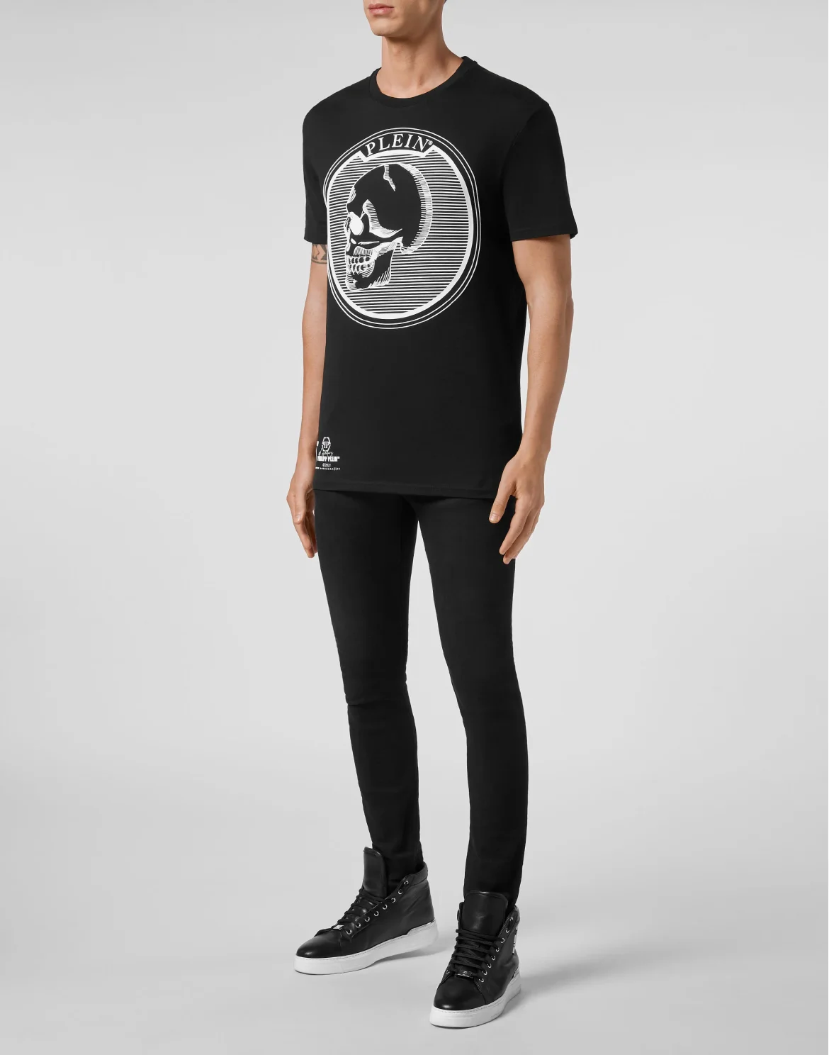T-shirt Round Neck SS Outline Skull, цвет: Черный