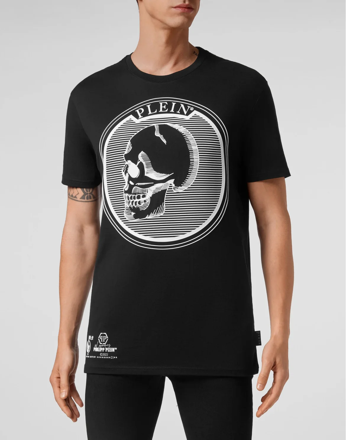T-shirt Round Neck SS Outline Skull, цвет: Черный