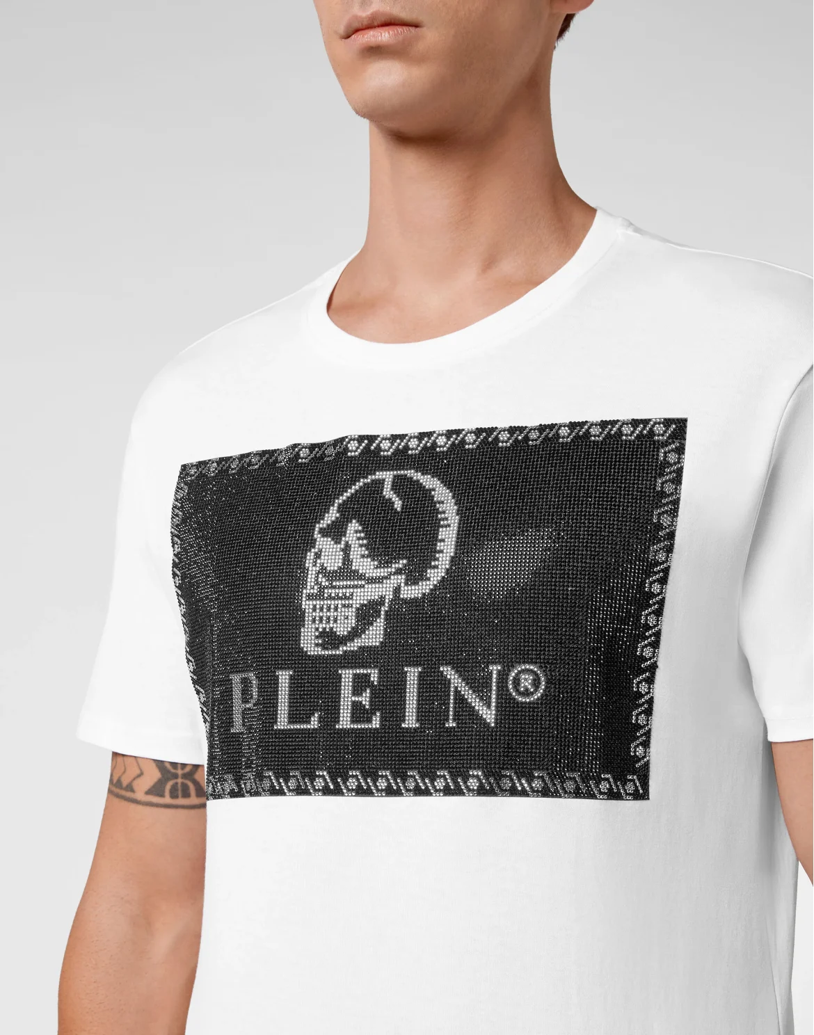T-shirt Round Neck SS Outline Skull crystal, цвет: Белый
