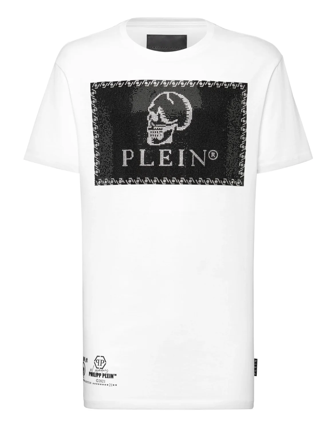 T-shirt Round Neck SS Outline Skull crystal, цвет: Белый