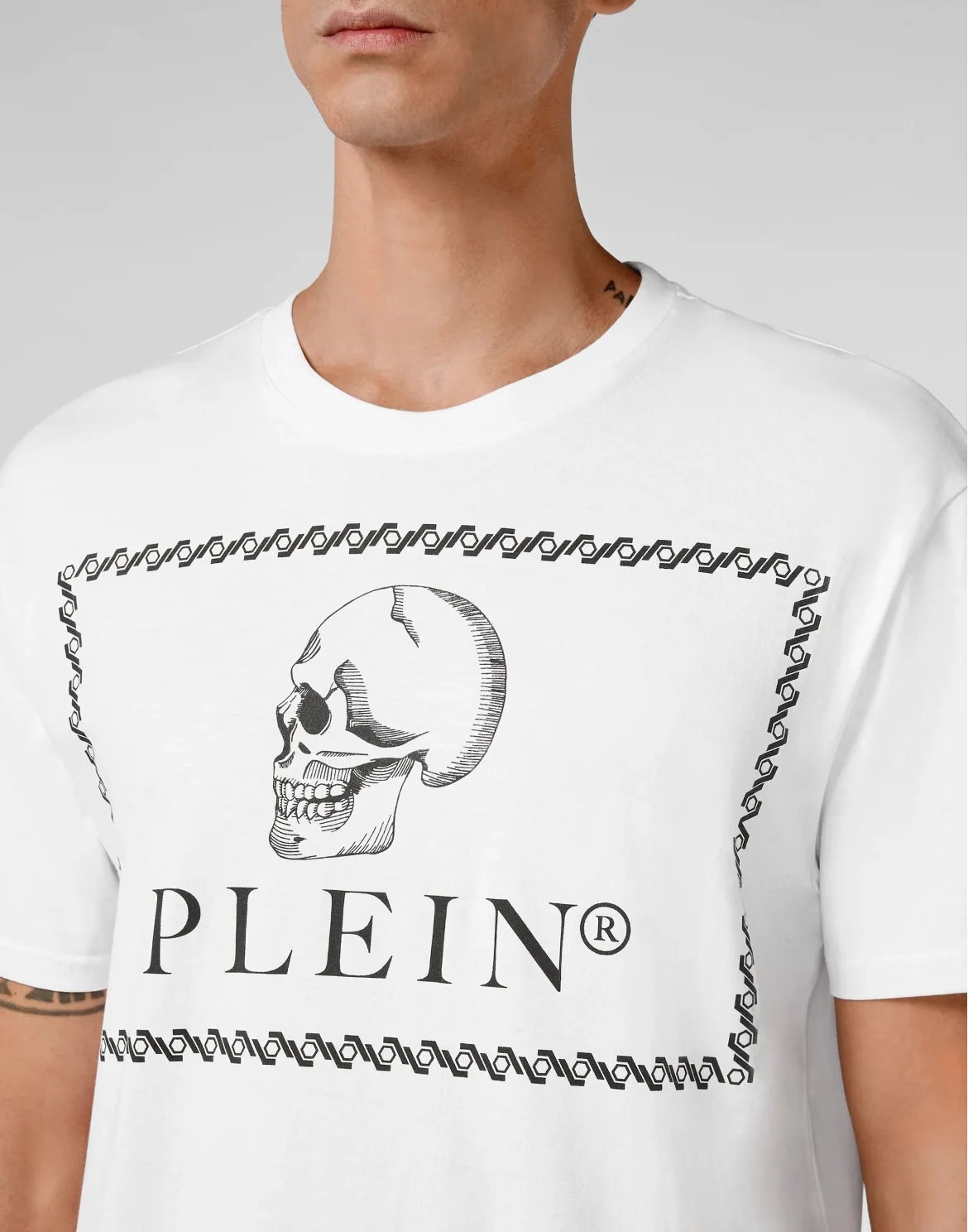 T-shirt Round Neck SS Outline Skull, цвет: Белый