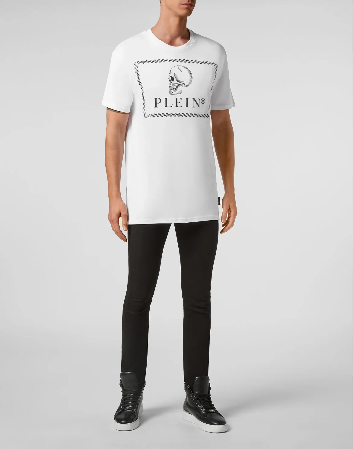 T-shirt Round Neck SS Outline Skull, цвет: Белый