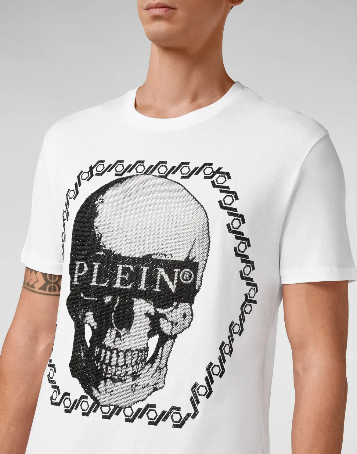 T-shirt Round Neck SS Skull crystal, цвет: Белый