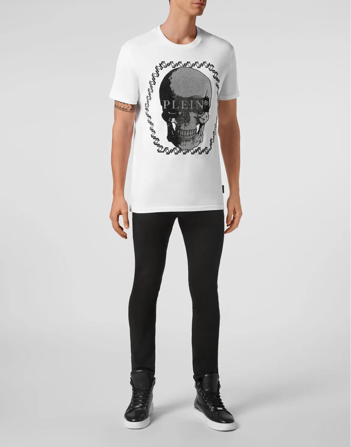 T-shirt Round Neck SS Skull crystal, цвет: Белый