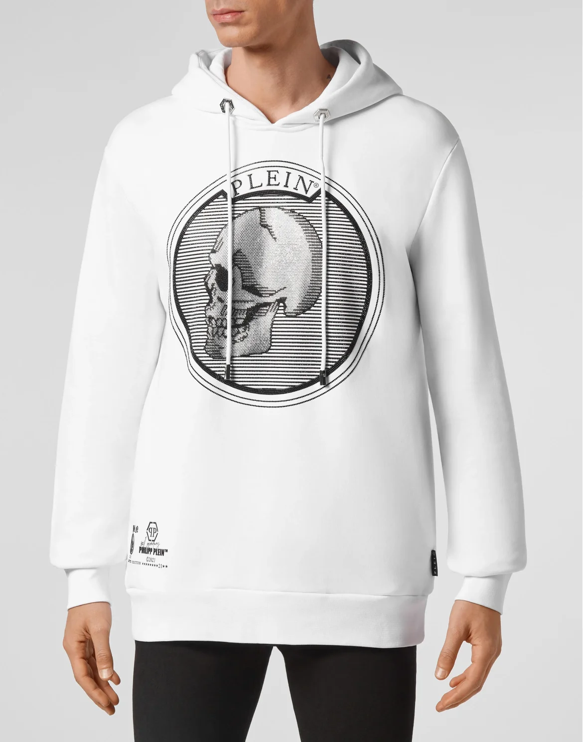Hoodie sweatshirt Outline Skull crystal, цвет: Белый