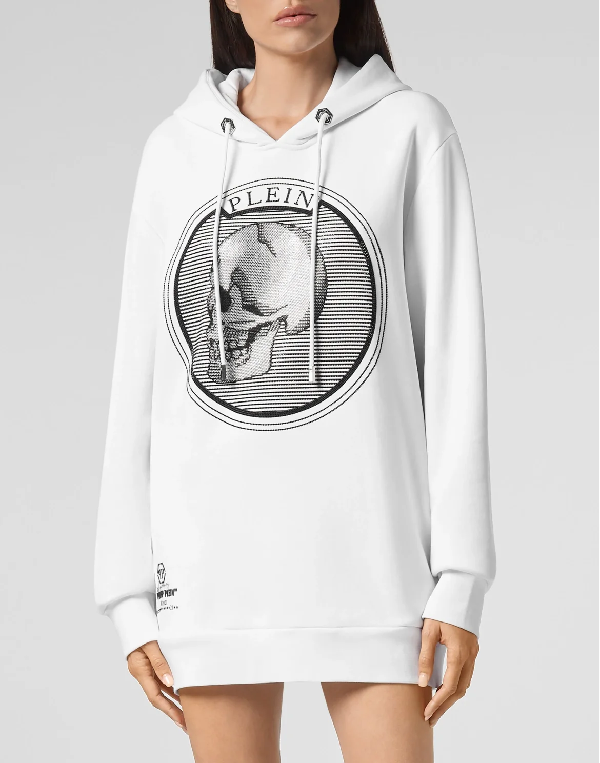 Hoodie sweatshirt Outline Skull crystal, цвет: Белый