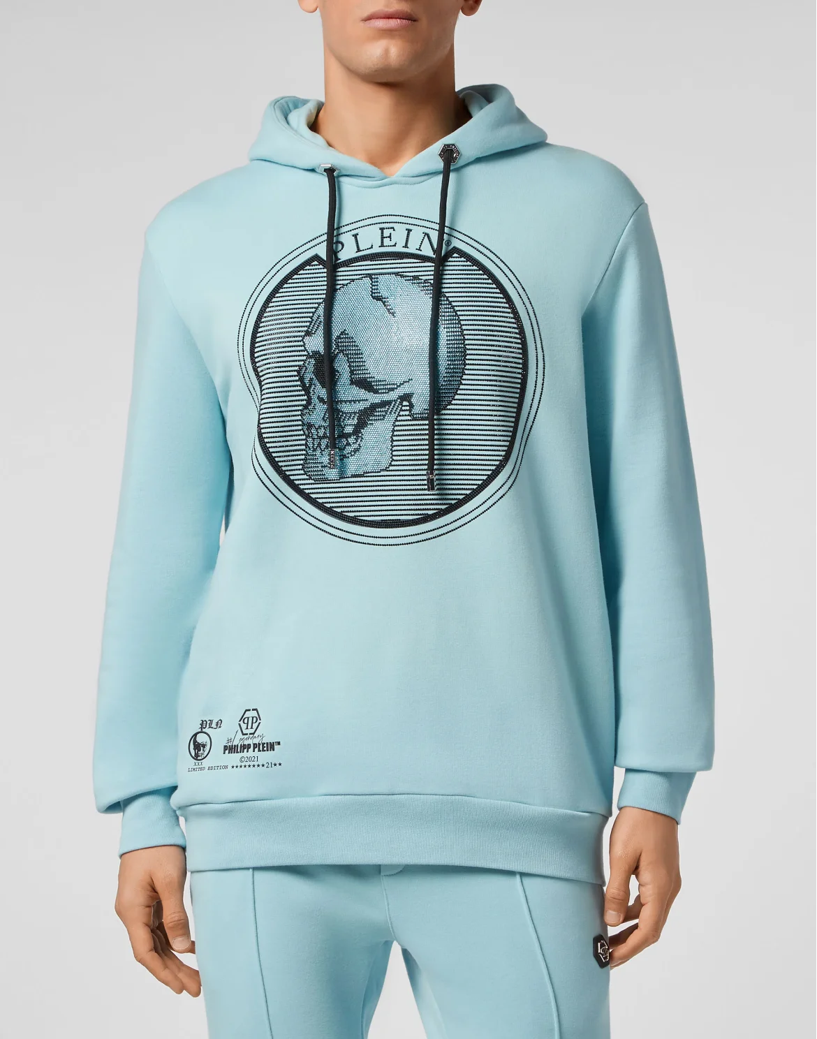 Hoodie sweatshirt Outline Skull crystal, цвет: Голубой