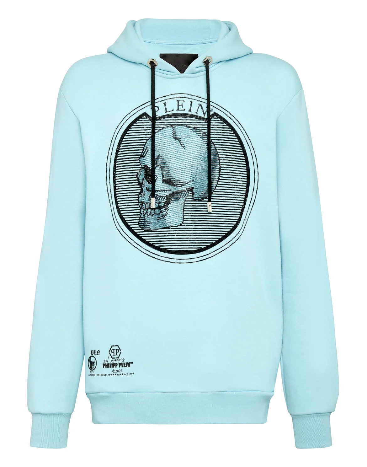 Hoodie sweatshirt Outline Skull crystal, цвет: Голубой