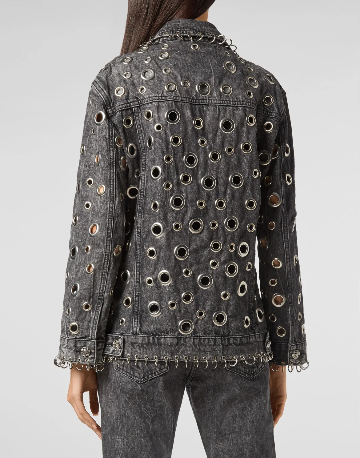 Denim Jacket Metal Rings, цвет: Серый