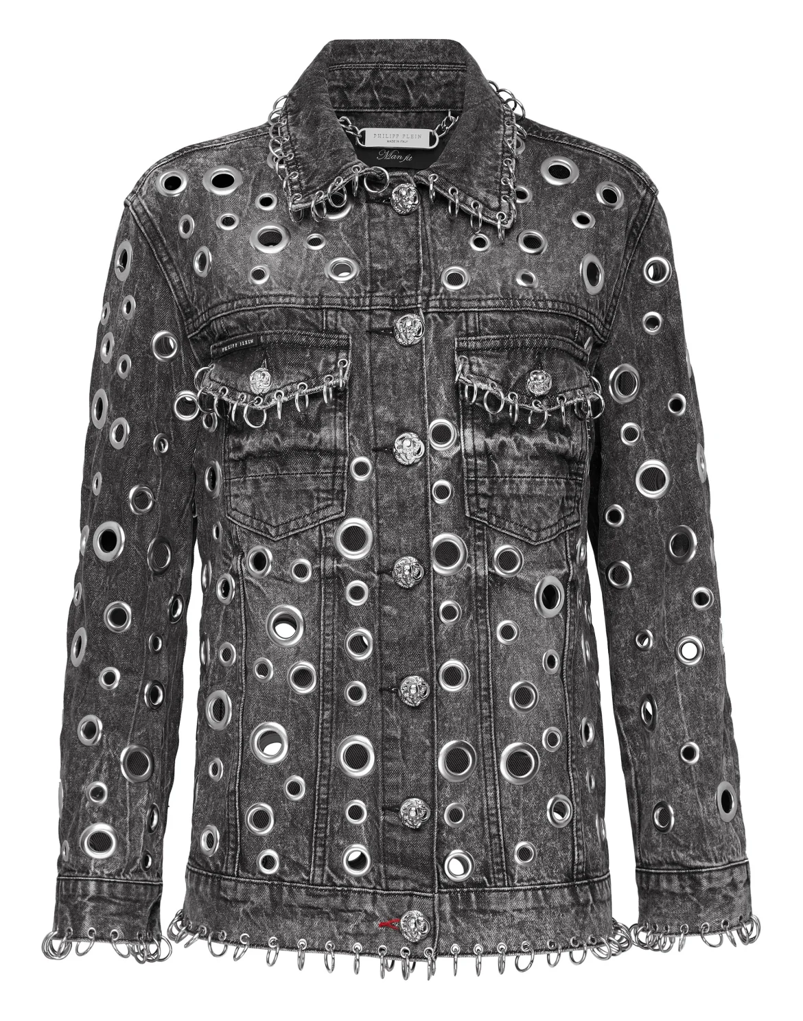 Denim Jacket Metal Rings, цвет: Серый