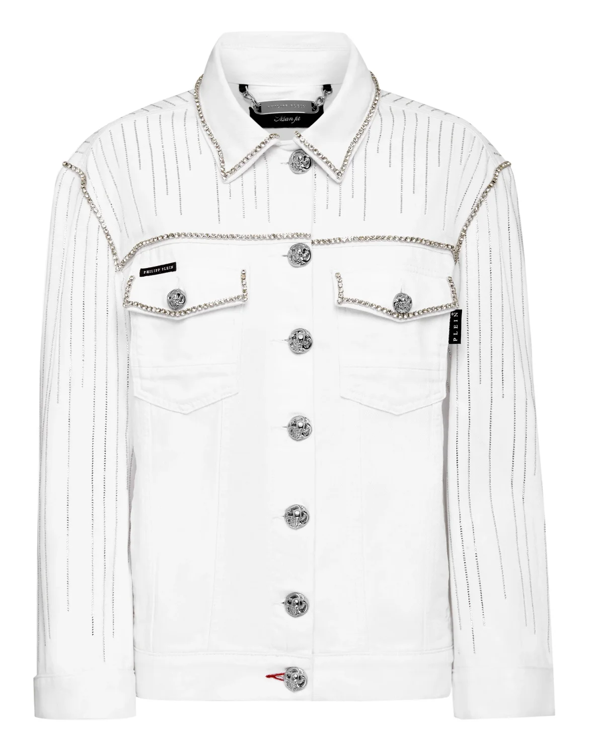 Denim Jacket Crystal Fringe, цвет: Белый