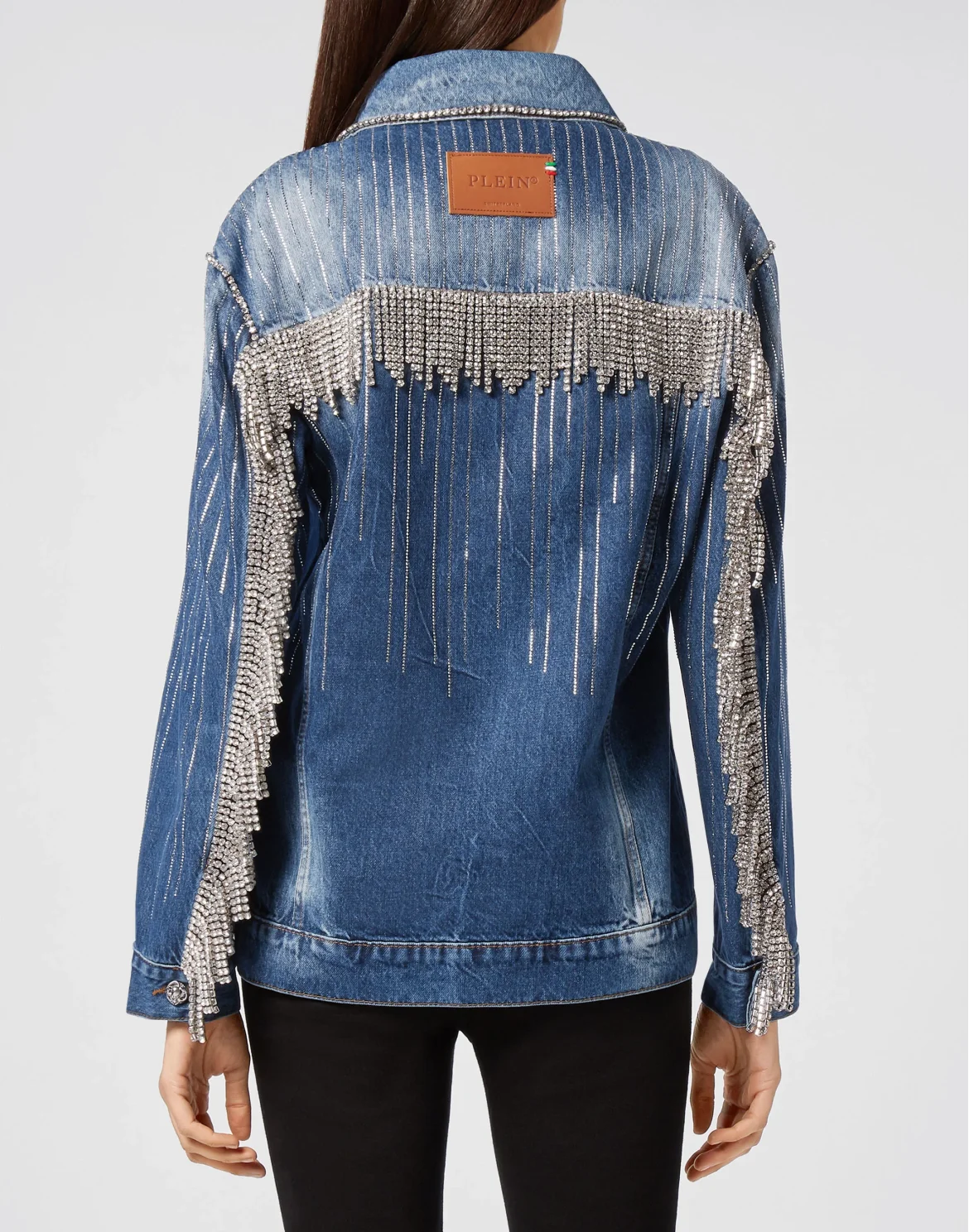 Denim Jacket Crystal Fringe, цвет: Синий