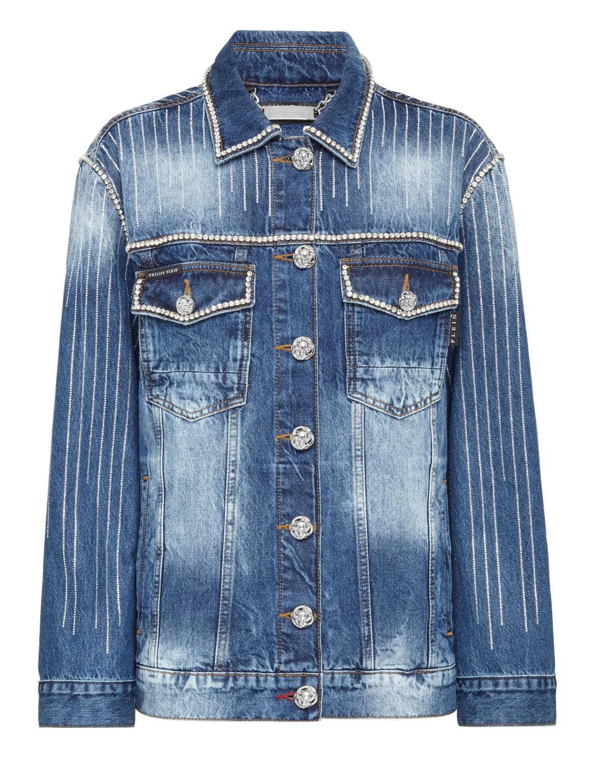Denim Jacket Crystal Fringe, цвет: Синий