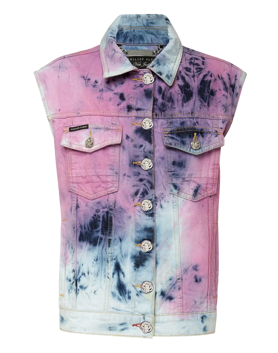 Denim vest Bleached Tie dye, цвет: Мультиколор