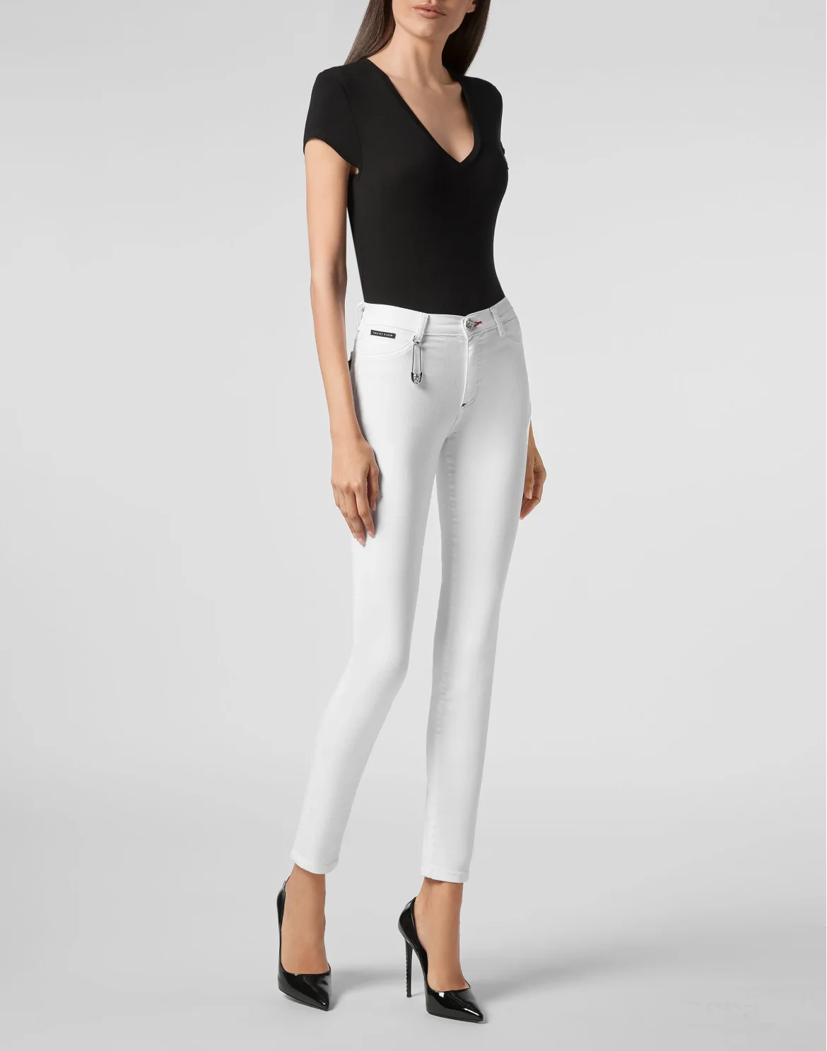 High Waist Jegging Pins Iconic Plein, цвет: Белый