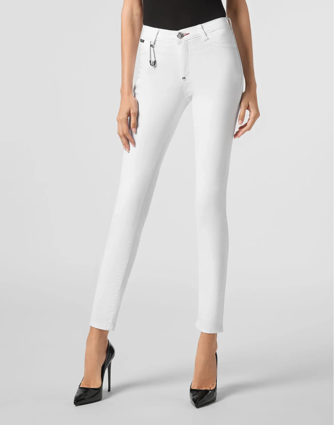 High Waist Jegging Pins Iconic Plein, цвет: Белый