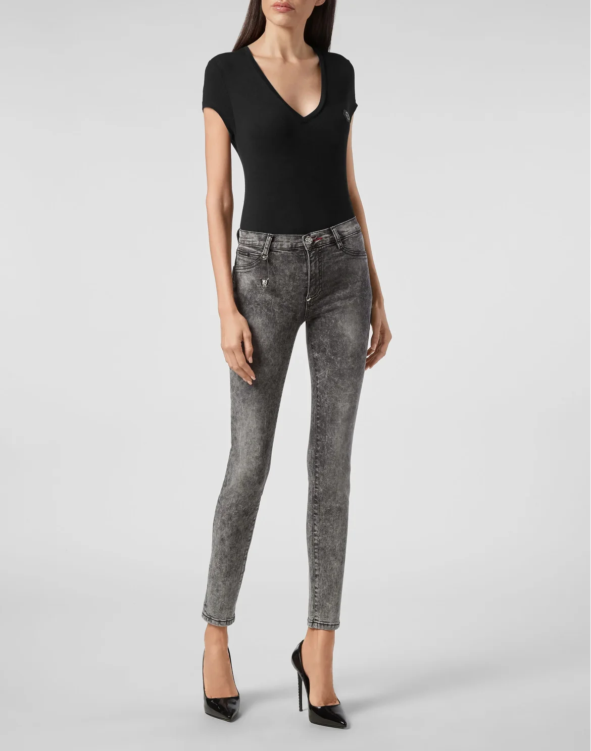 High Waist Jegging Pins Iconic Plein, цвет: Серый
