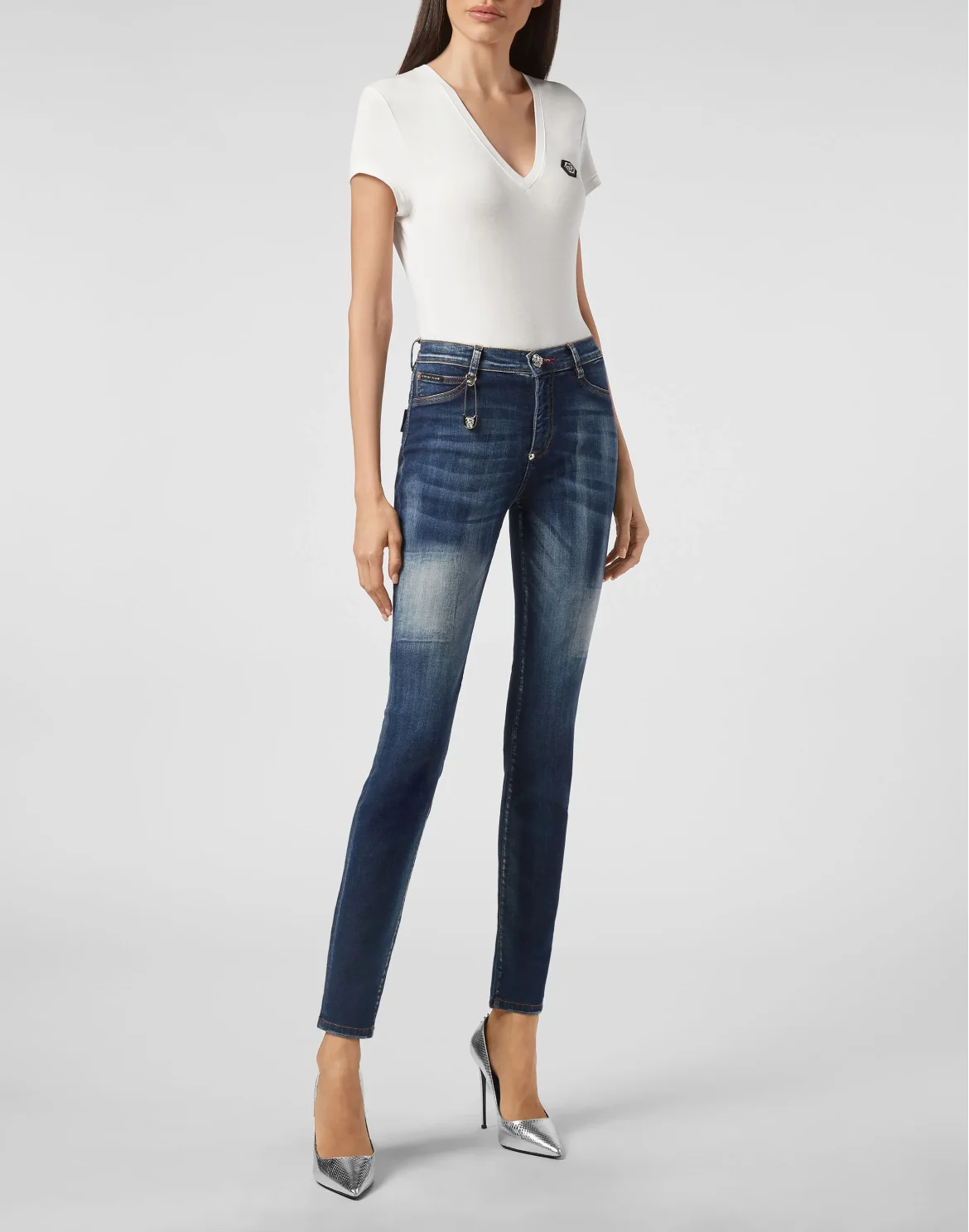 High Waist Jegging Pins Iconic Plein, цвет: Синий