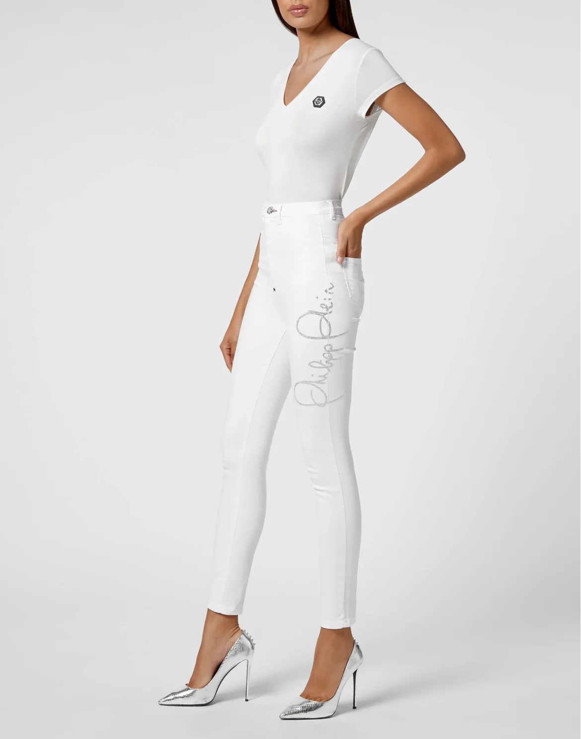 Denim Super High Waist Jegging, цвет: Белый