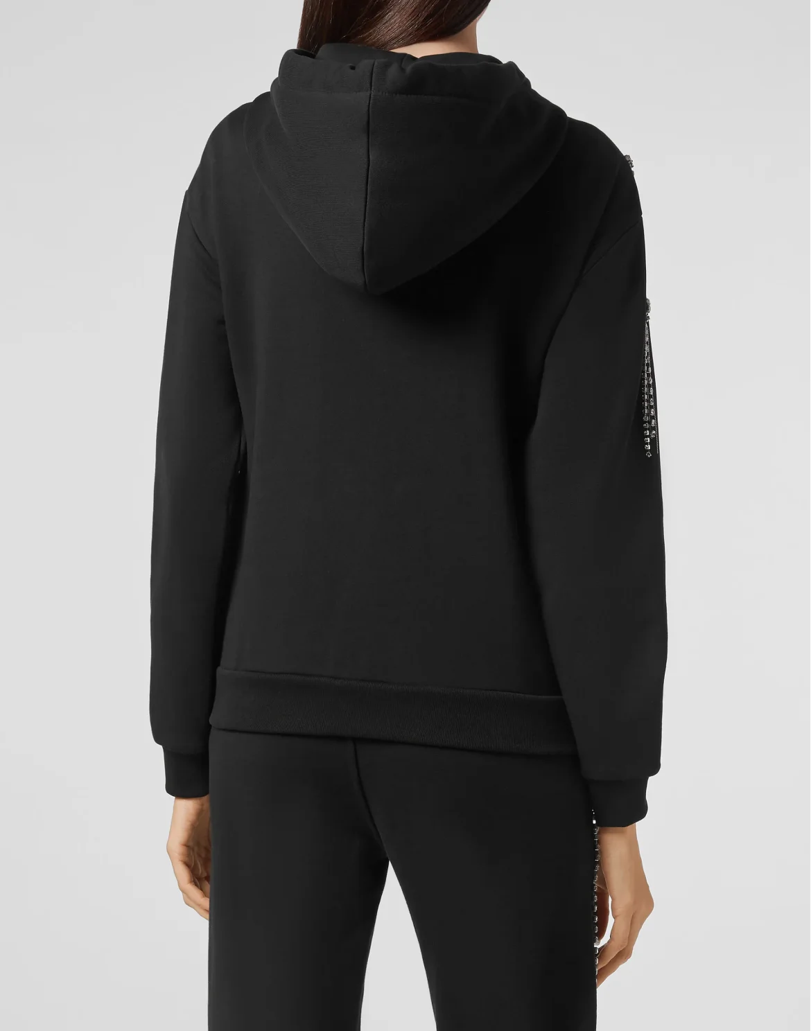 Hoodie Sweatjacket Crystal Fringe, цвет: Черный
