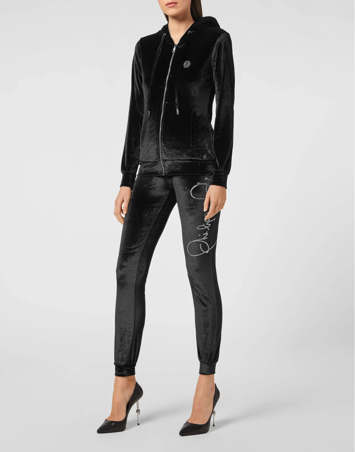 Velvet Hoodie/Trousers Tracksuit, цвет: Черный