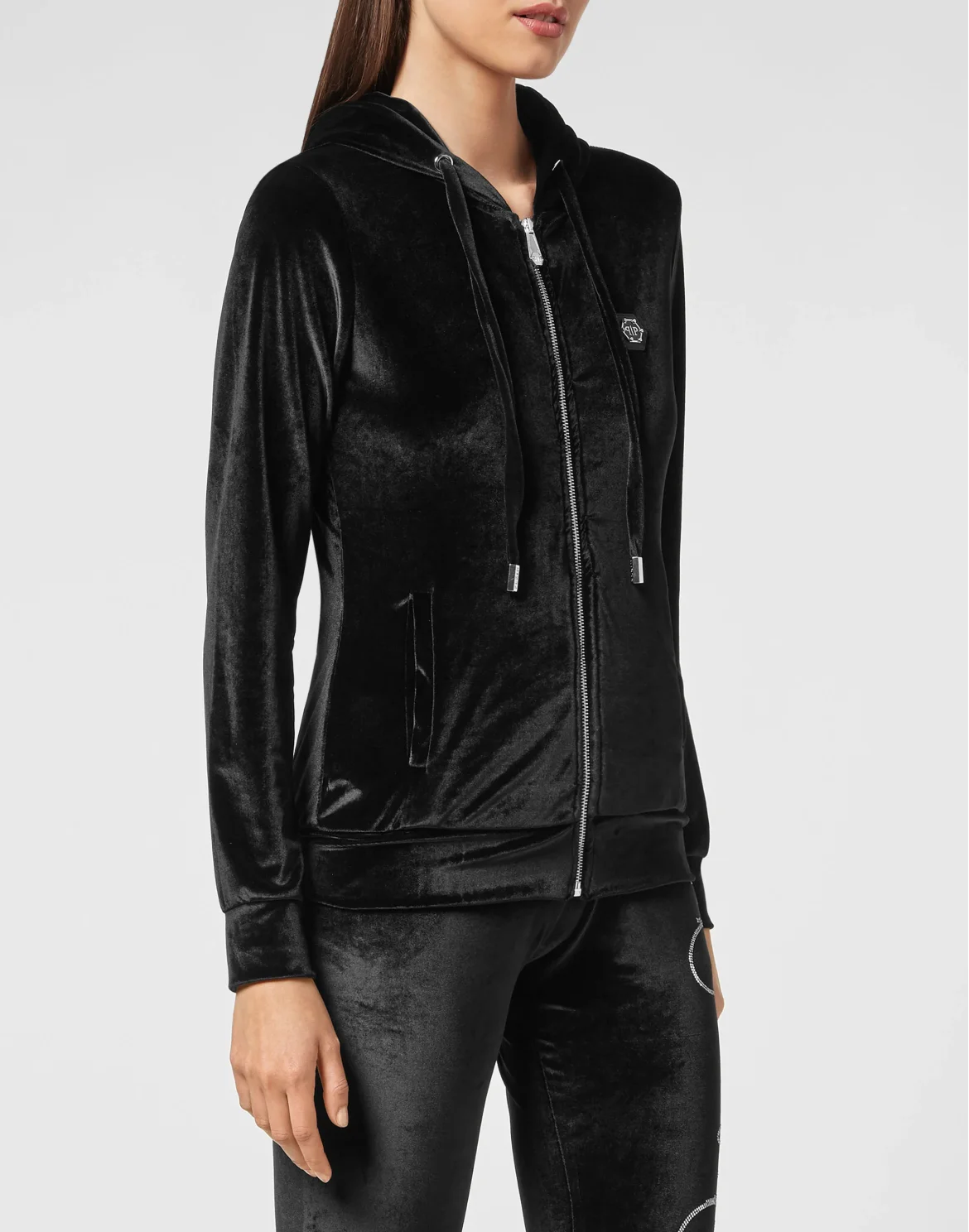 Velvet Hoodie/Trousers Tracksuit, цвет: Черный