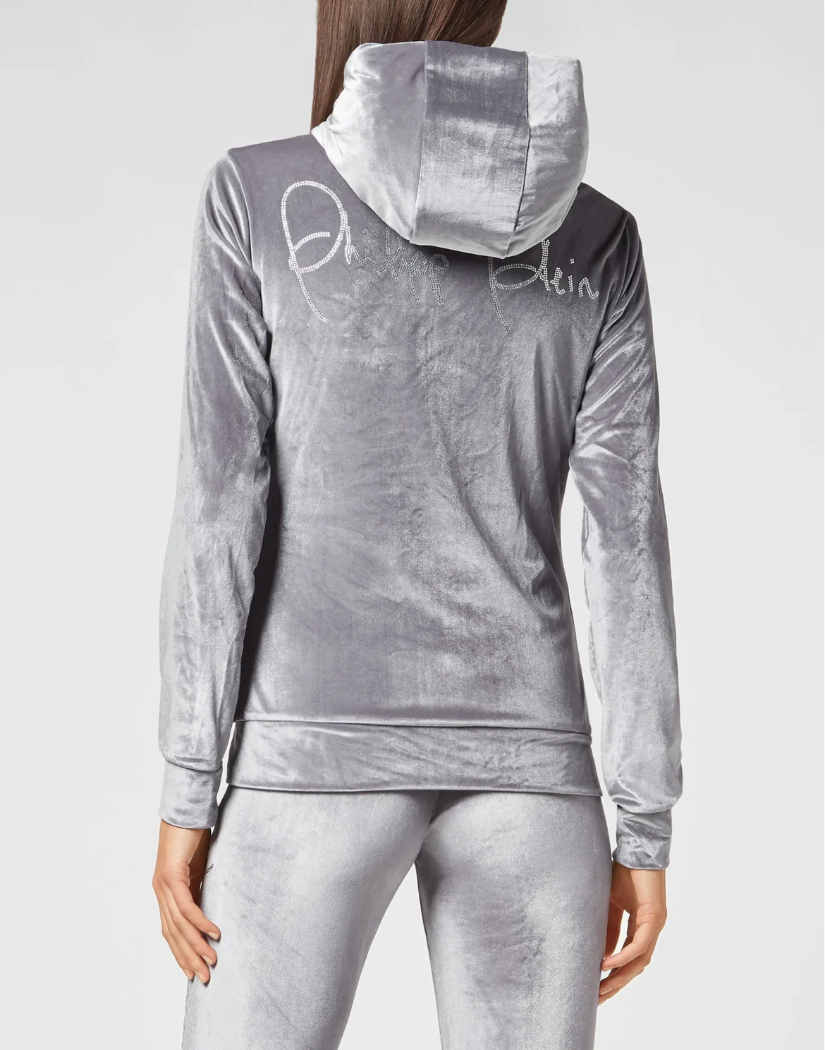 Velvet Hoodie/Trousers Tracksuit, цвет: Серый