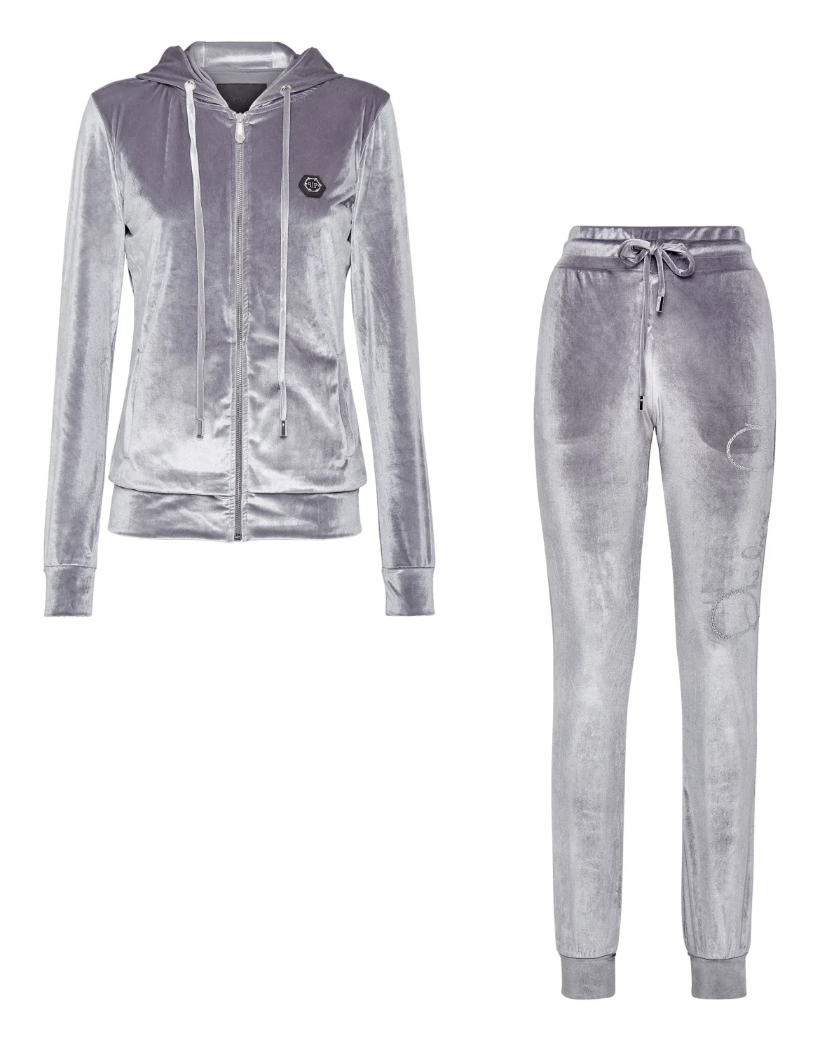 Velvet Hoodie/Trousers Tracksuit, цвет: Серый