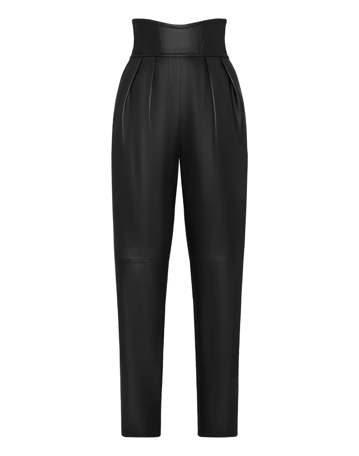 Leather Trousers Long 80's Fit Iconic Plein, цвет: Черный