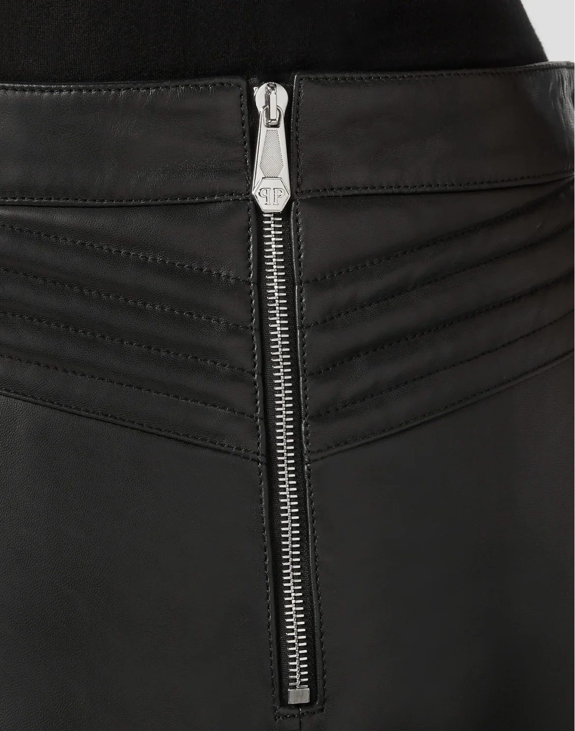 Leather Skirt Short Pins, цвет: Черный