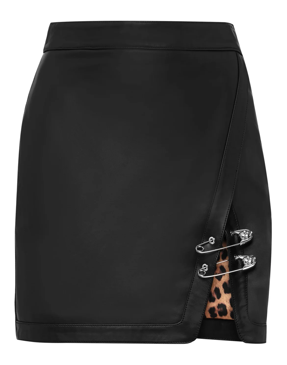 Leather Skirt Short Pins, цвет: Черный