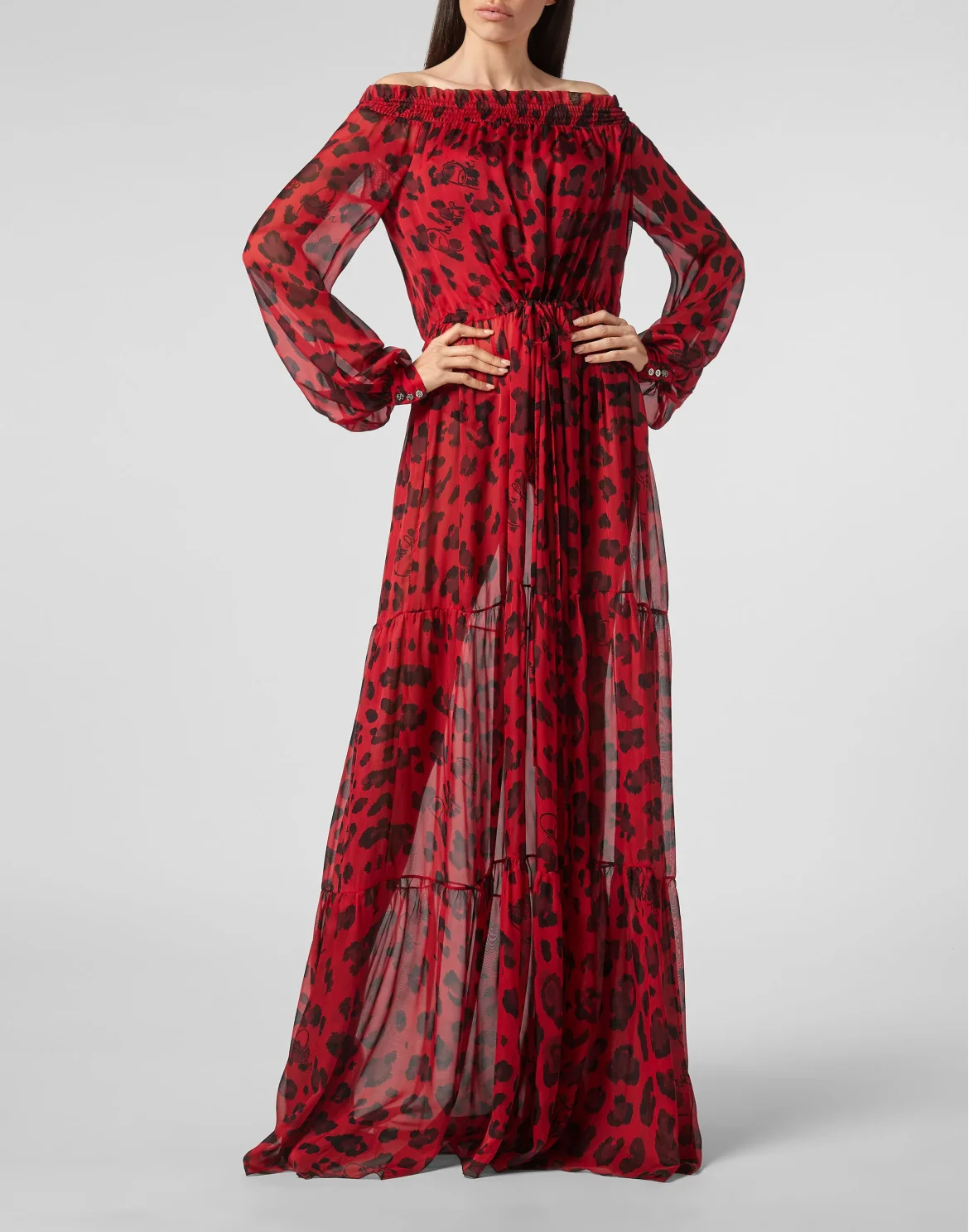 Long Dress Leopard, цвет: Красный