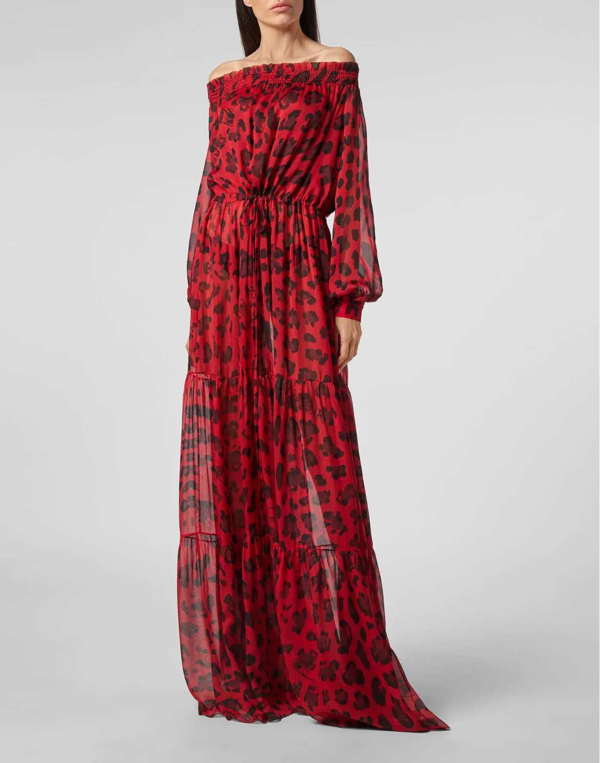 Long Dress Leopard, цвет: Красный