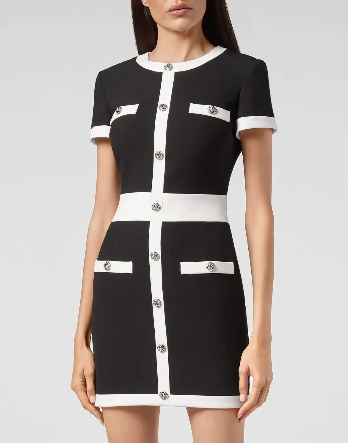 Cady Black and White Short Dress, цвет: Черный