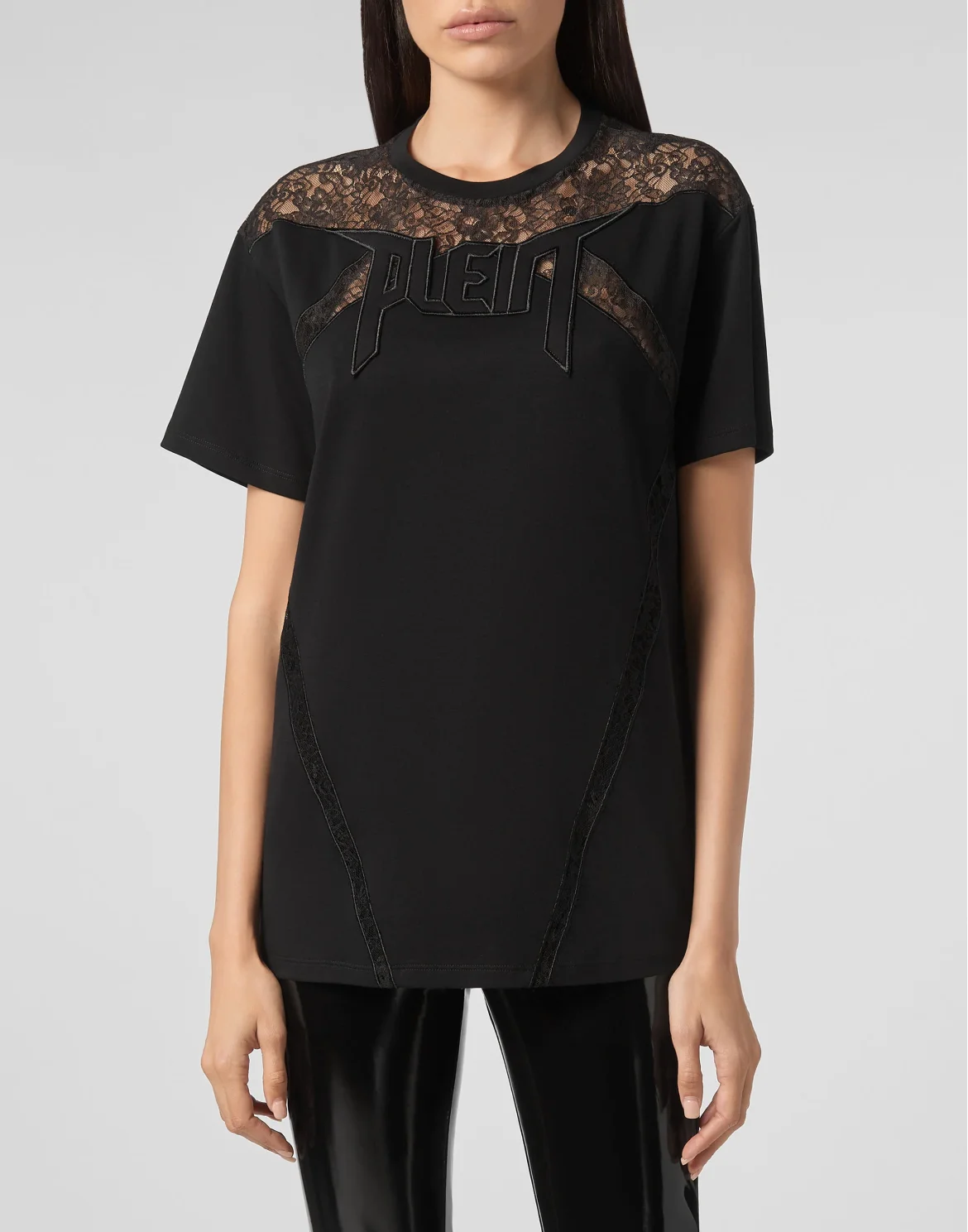 T-shirt Round Neck SS Lace, цвет: Черный