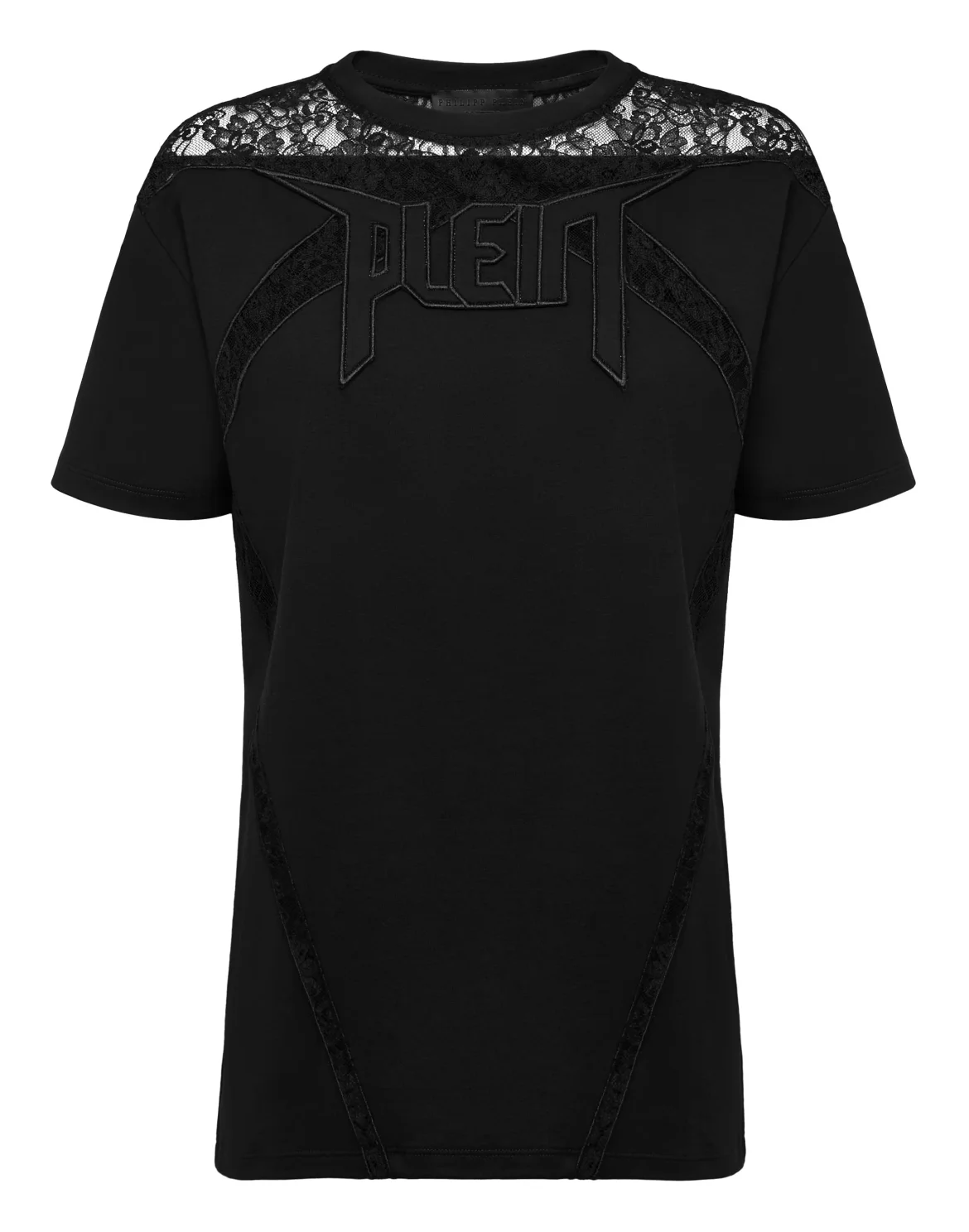 T-shirt Round Neck SS Lace, цвет: Черный