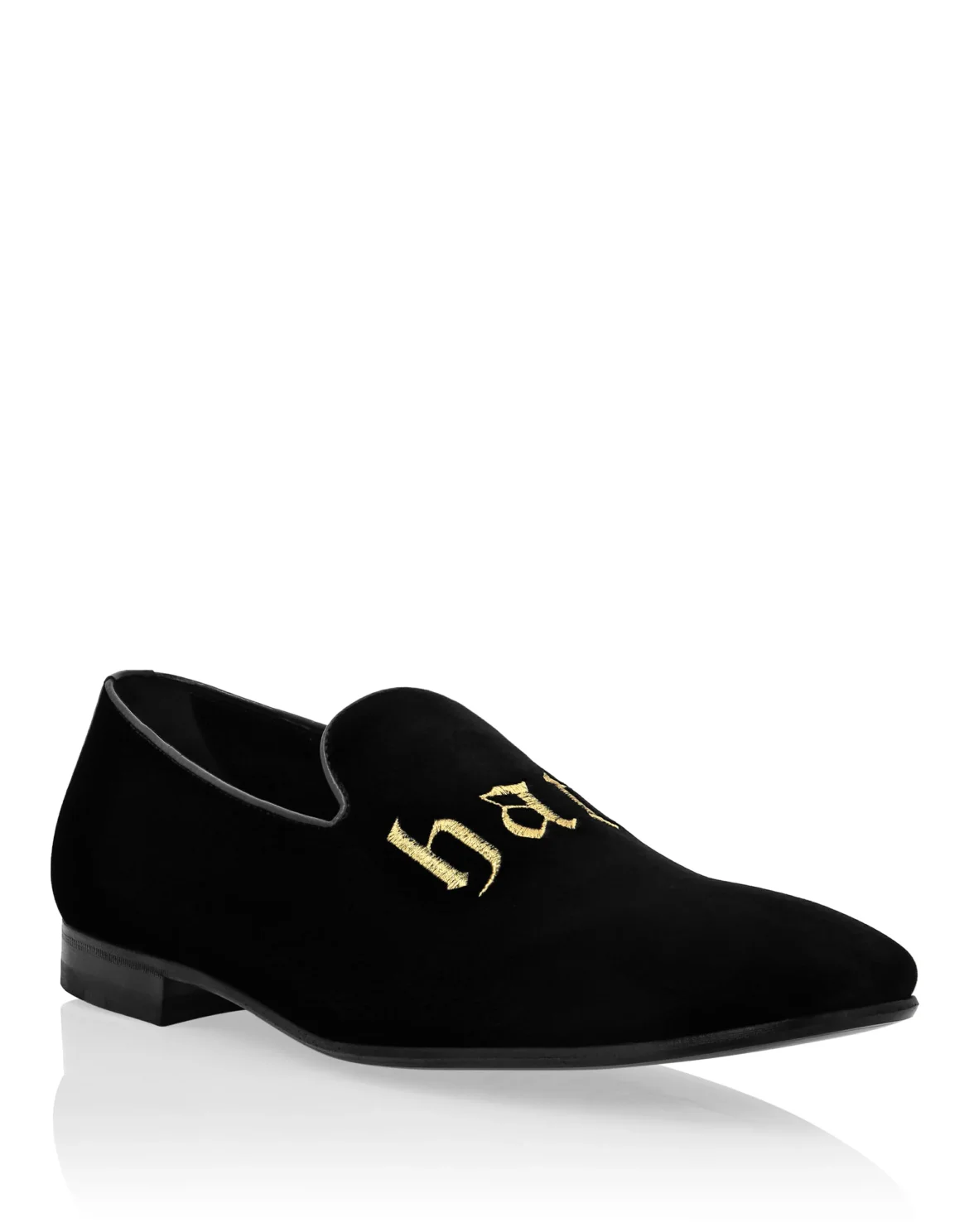 Velvet Loafers Embroidered, цвет: Черный