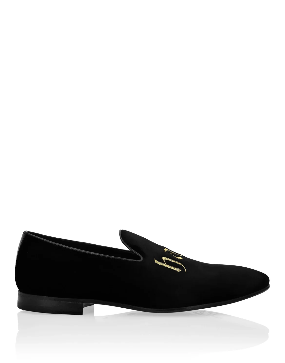 Velvet Loafers Embroidered, цвет: Черный