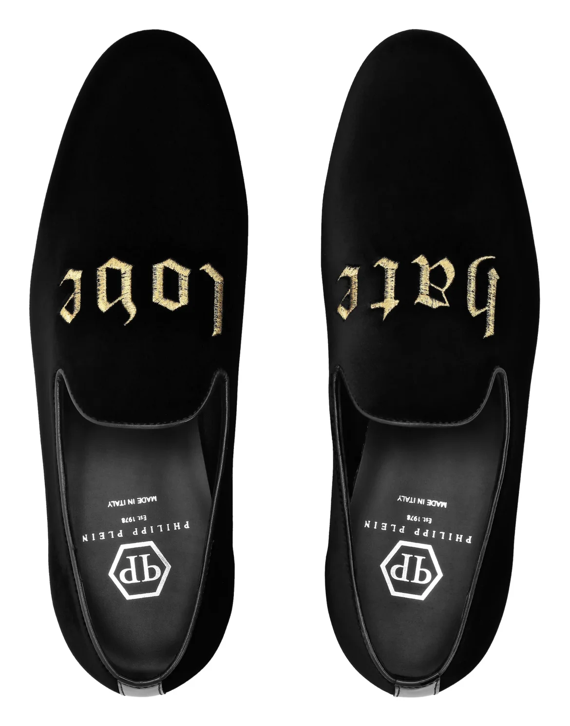 Velvet Loafers Embroidered, цвет: Черный