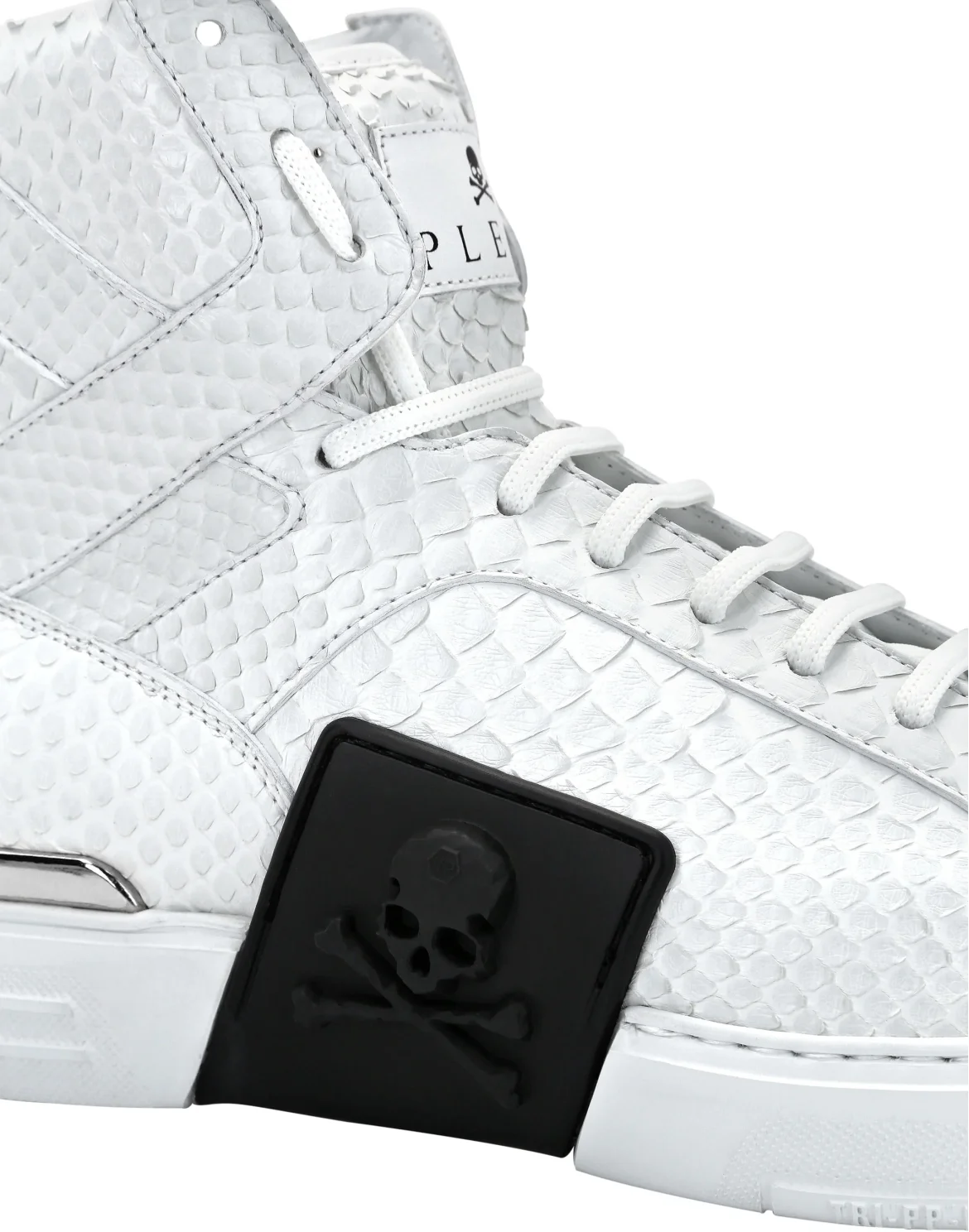 HI-TOP SNEAKERS MONEY KICK$ PYTHON LUXURY SKULL, цвет: Белый