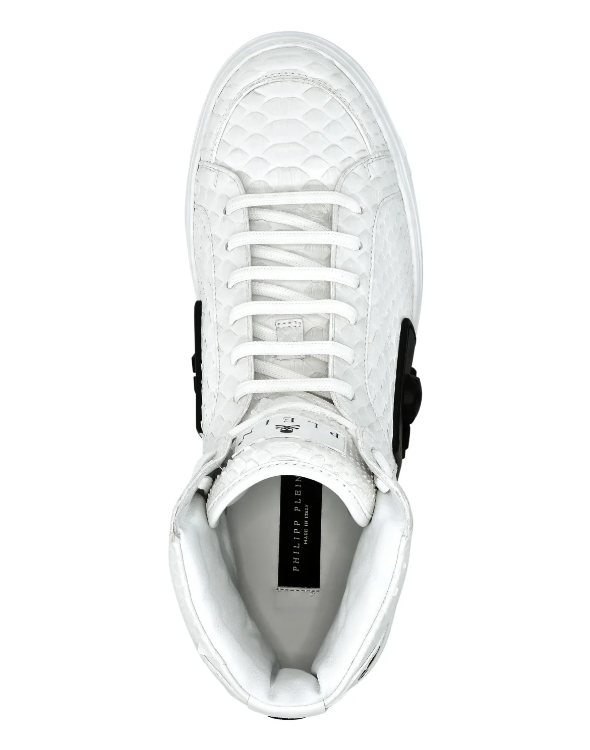 HI-TOP SNEAKERS MONEY KICK$ PYTHON LUXURY SKULL, цвет: Белый