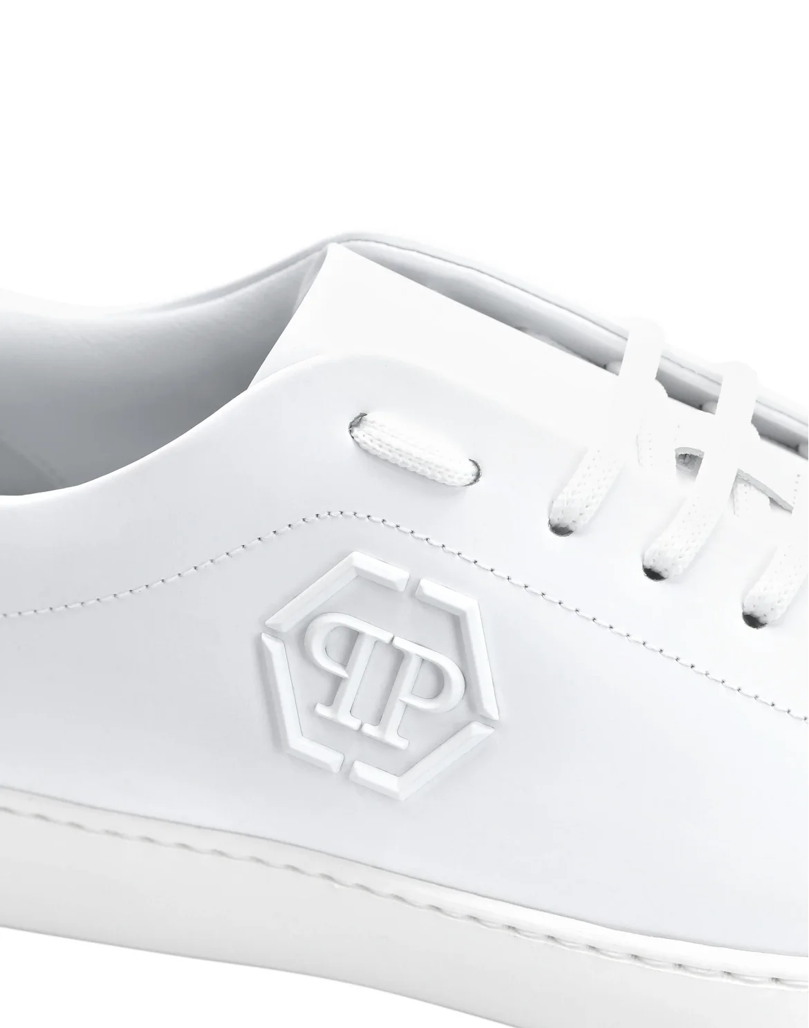 Rubber Leather Lo-Top Sneakers The Plein Original TM, цвет: Белый