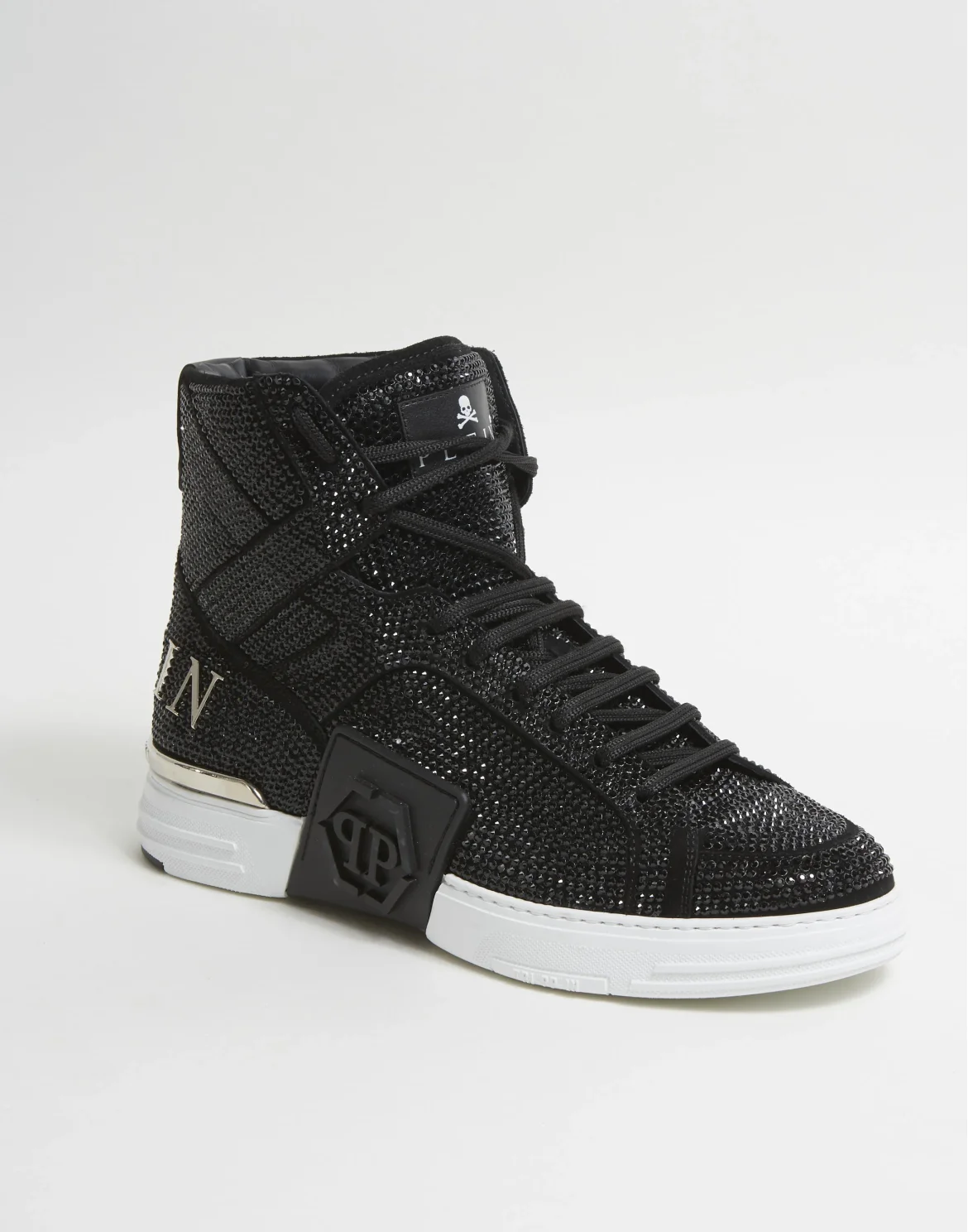 HI-TOP SNEAKERS MONEY KICK$ SUEDE CRYSTAL HEXAGON, цвет: Черный