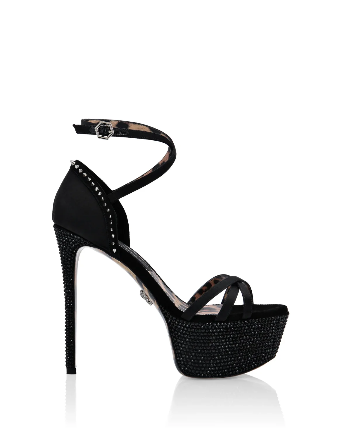 Crystal Platform Sandals, цвет: Черный