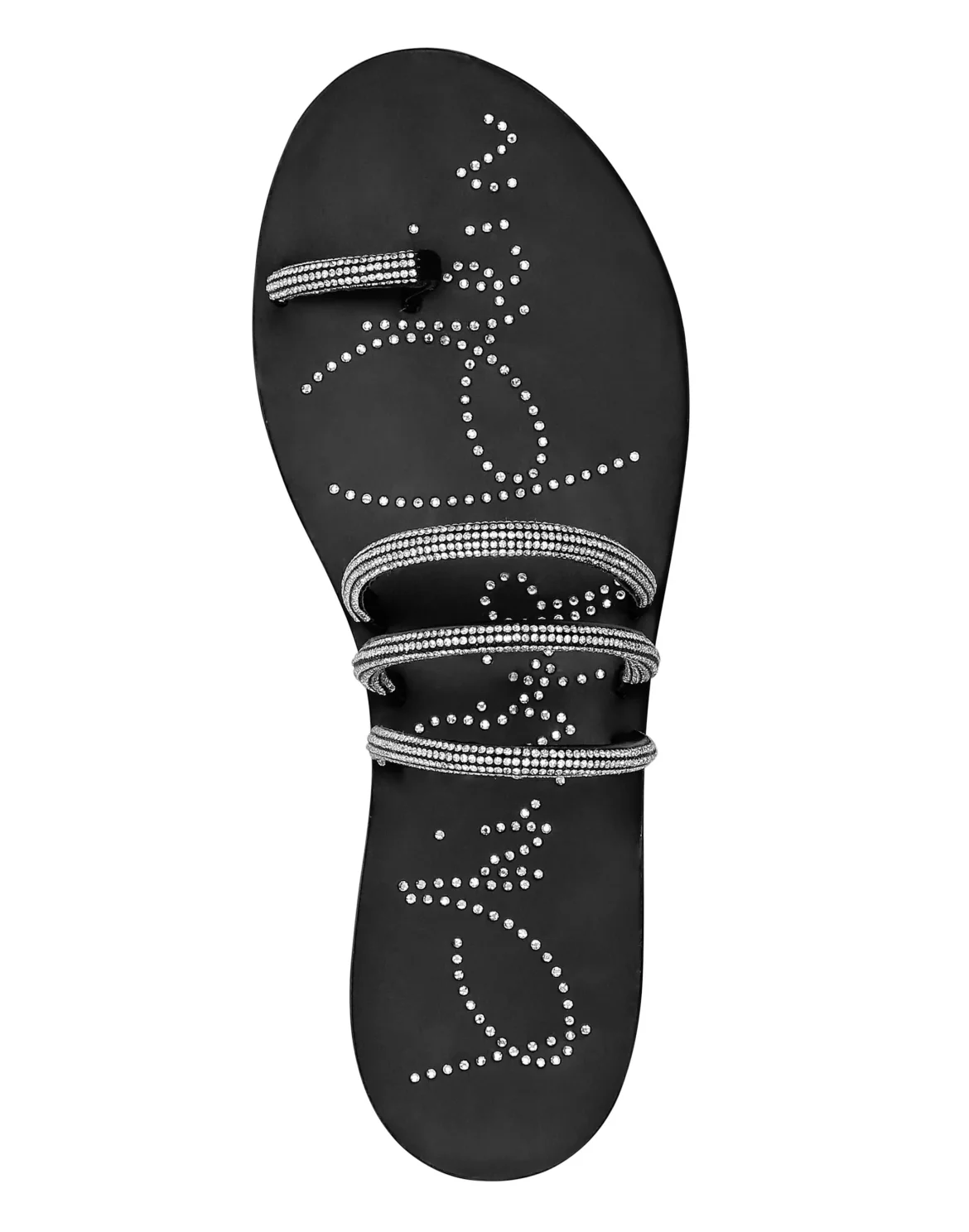 Suede Sandals Flat Crystal, цвет: Черный