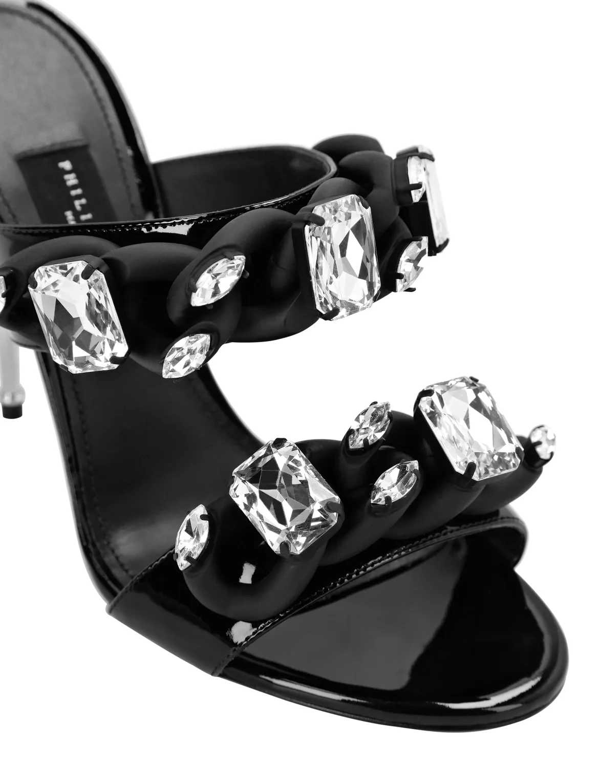 Patent leather Sandals High Heels Chains, цвет: Черный