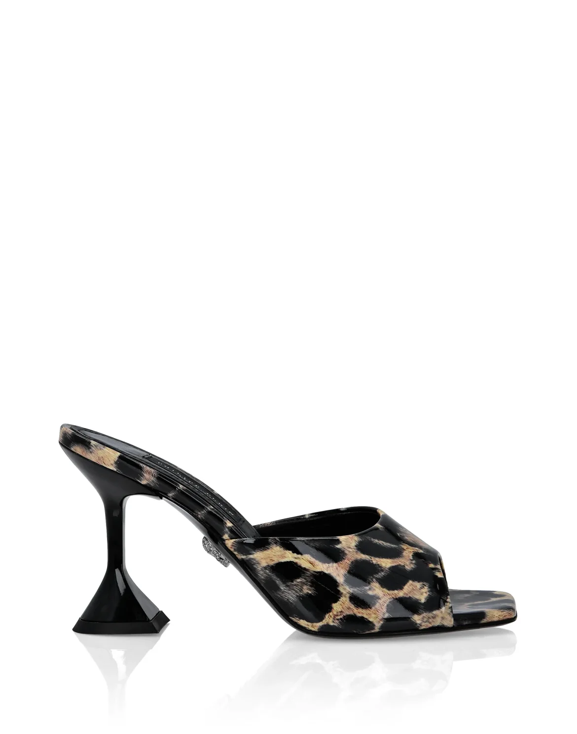 Patent Leather Sandals Mid Heels Leopard, цвет: Леопард