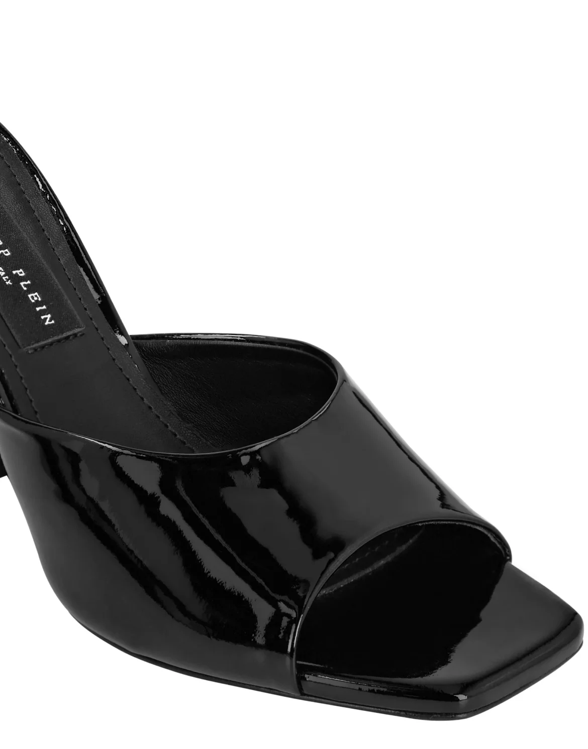 Patent Leather Sandals Mid Heels Iconic Plein, цвет: Черный