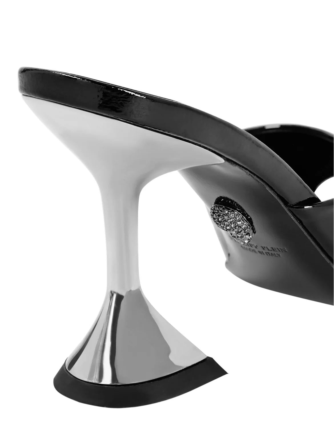 Patent Leather Sandals Mid Heels Iconic Plein, цвет: Черный